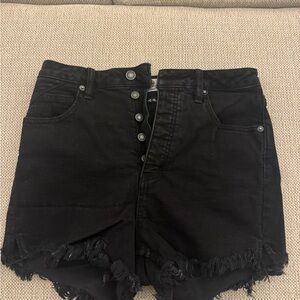 We The Free Black Button-Up Jean Shorts